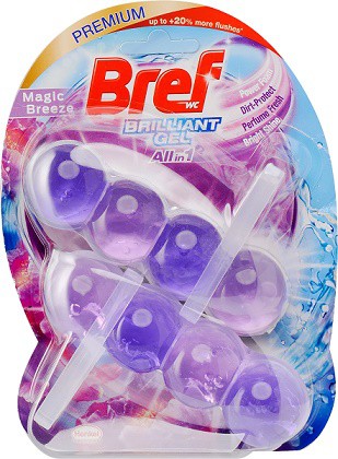 Bref Brilliant gel 2x42g Magic Breeze Al | Čistící, dezinf.prostř., dezodoranty - Přípravky na WC - Závěsy na WC a pissoárové kostky